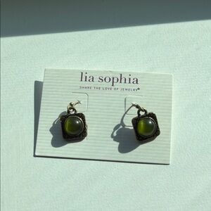 Lovely Lia Sophia Olive Green Stone Drop Earrings